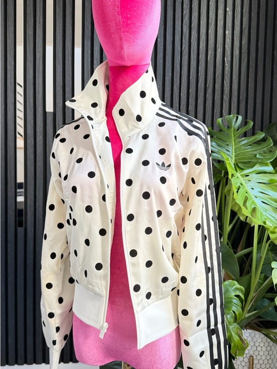 adidas Originals Jackets & Blazers - adidas Originals White Polka Dot Track Jacket with Black Stripes
